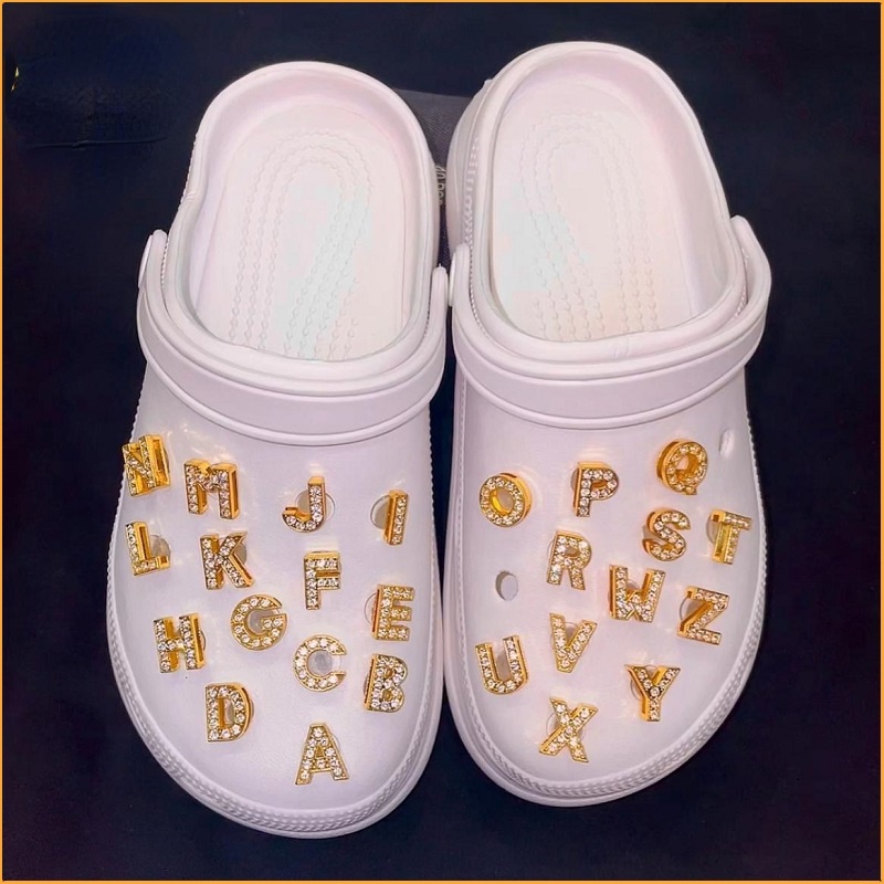 Jibbits Letters Crystal Gold Jibitz Croc Charm AZ Letter Shoe Charms
