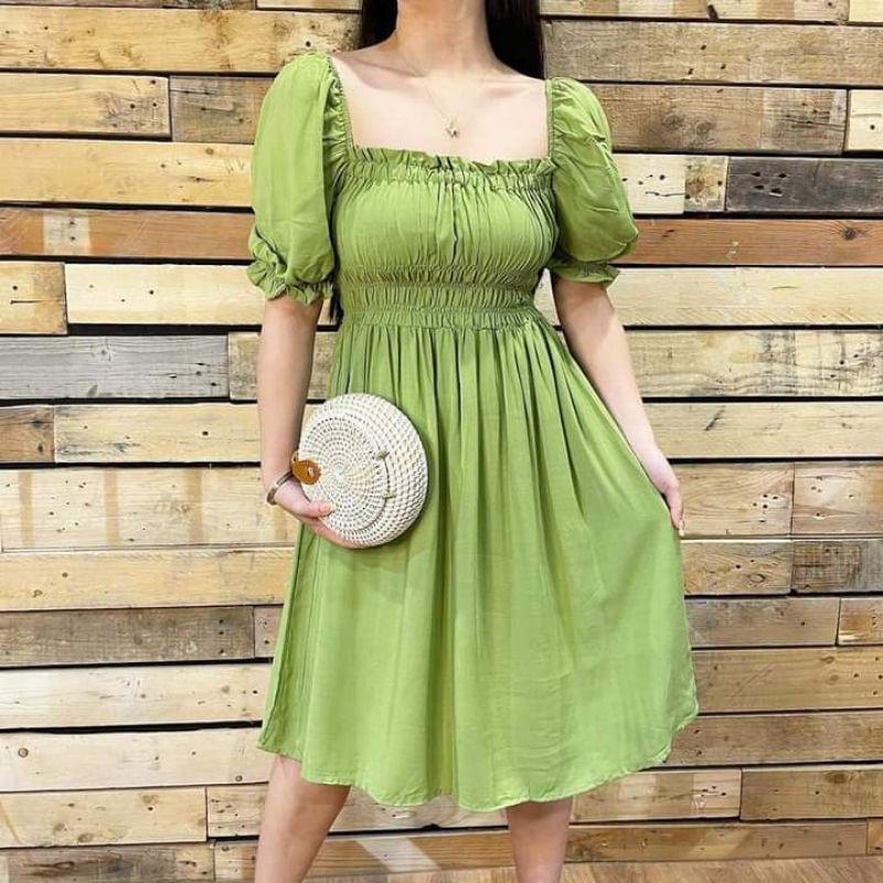 puff sleeve casual dress