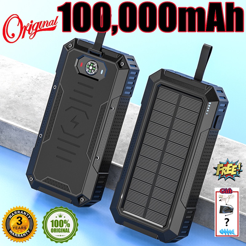 Solar Powerbank Wireless 100000mah Original Black Romoss Waterproof 