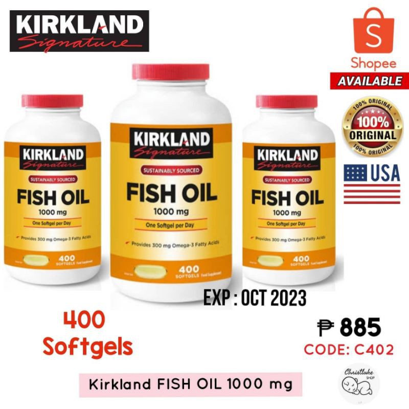 Kirkland Signature Fish Oil 1000mg, 400 Softgels Shopee Philippines
