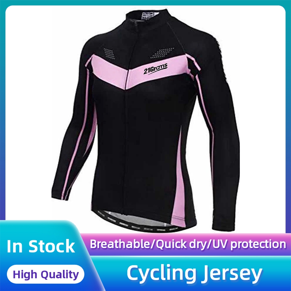 Women's Long Sleeve Cycling Jersey Black Bike Jersey Top Mountain Bike