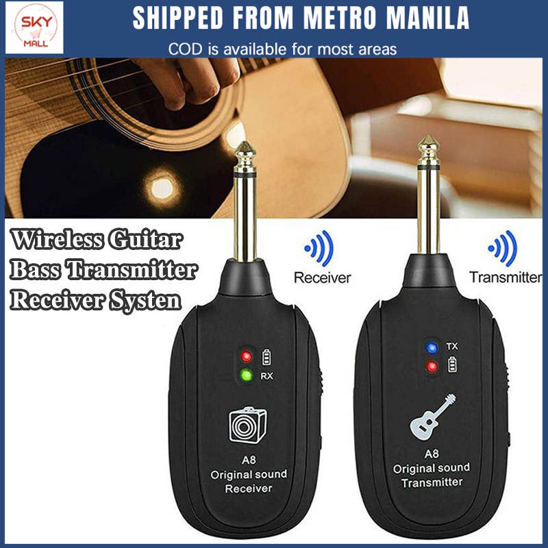 Muslady A8 UHF Wireless Guitar Transmitter Receiver Set 730mhz 50M Range for Electric Guitars Bass Violin 