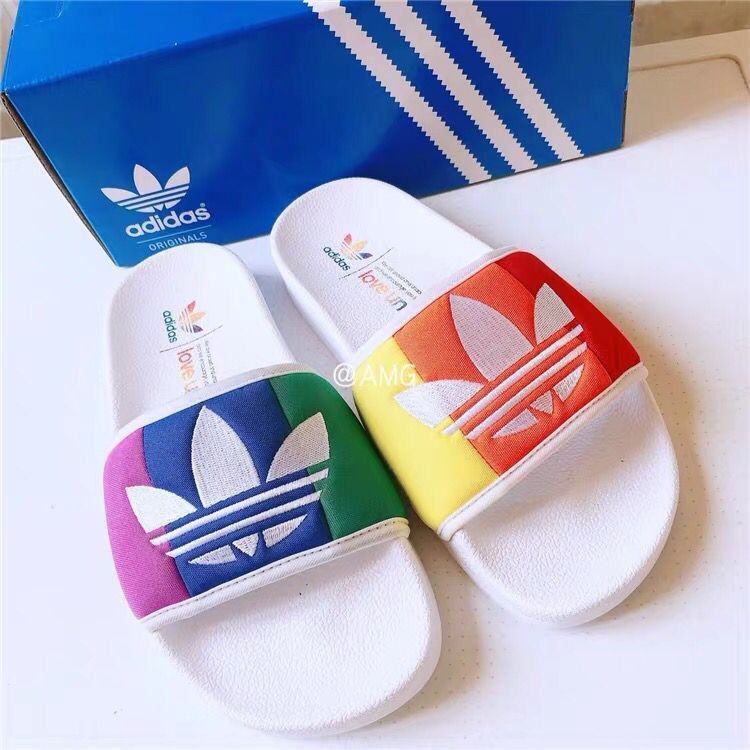 adidas slippers rainbow