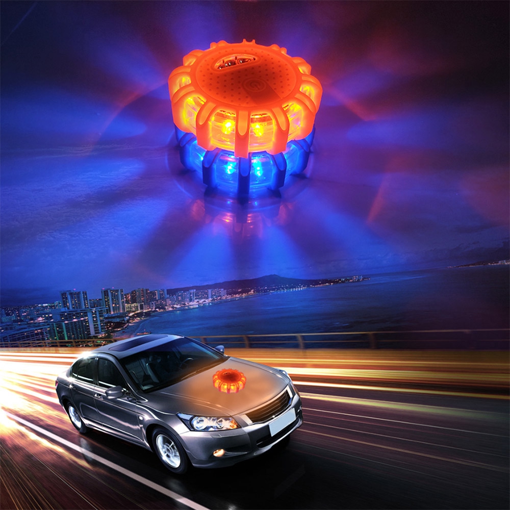 etc. 2 x Car Emergency Lights Trucks Super Bright LED Roadside Flares Red Flashing Road Safety Beacons Worklight Hazard Warning Strobe Light with Magnetic Base and Storage Case for Vehicles 
