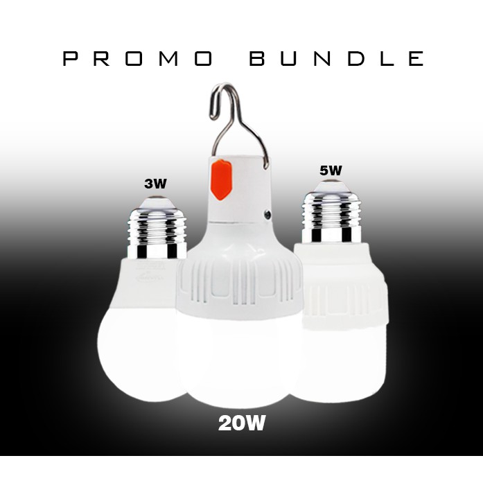 Bundle Set A1 LED Bulb / Rechargeable Bulb / Bubble Bulb (3W , 5W , 20W) Shopee Philippines
