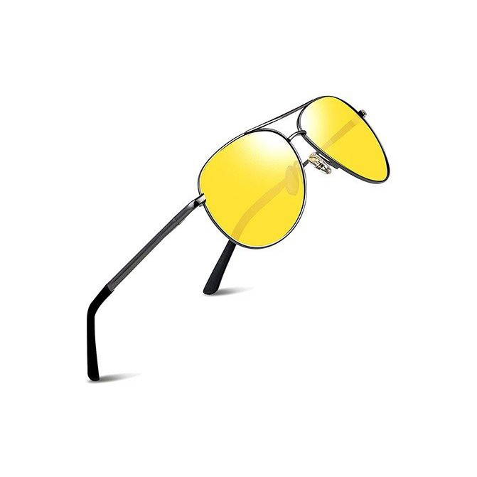 HEKKAW Night Vision Sunglasses Anti-Glare Night Eyewear Driving Glasses Retro Yellow View Lenses