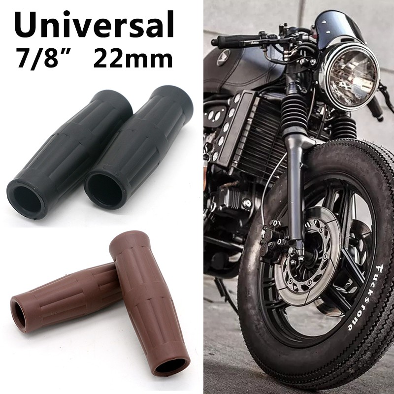 cafe racer parts Motorcycle Handlebars 1 Pair Universal Rubber Grips for Motorcycle 7/8 22mm for Bike Handlebars with 7/8 Left Handlebar and 1 Right Handlebar Brown 