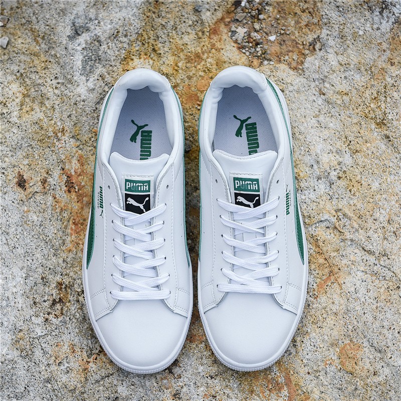 puma suede white green