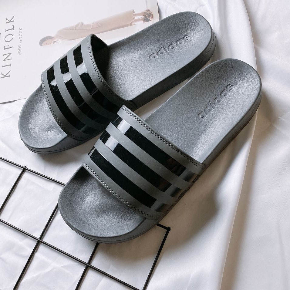 adidas slippers gray