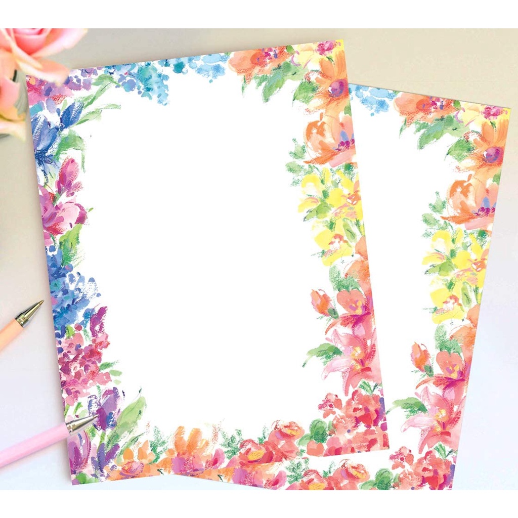 [Golden Dragon] SingleSided Border Design Colored Stationery Sheets, 8