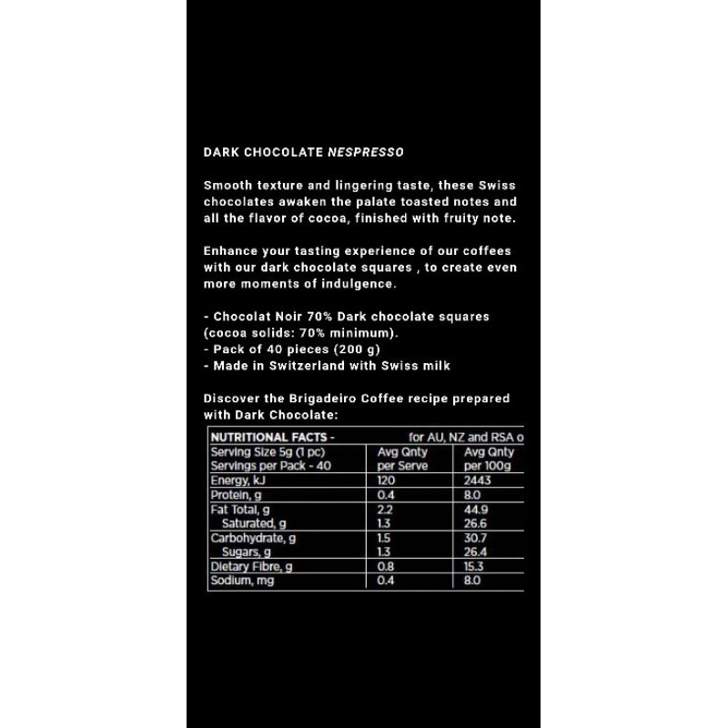 Nespresso 70 Dark Chocolate Limited Edition Shopee Philippines