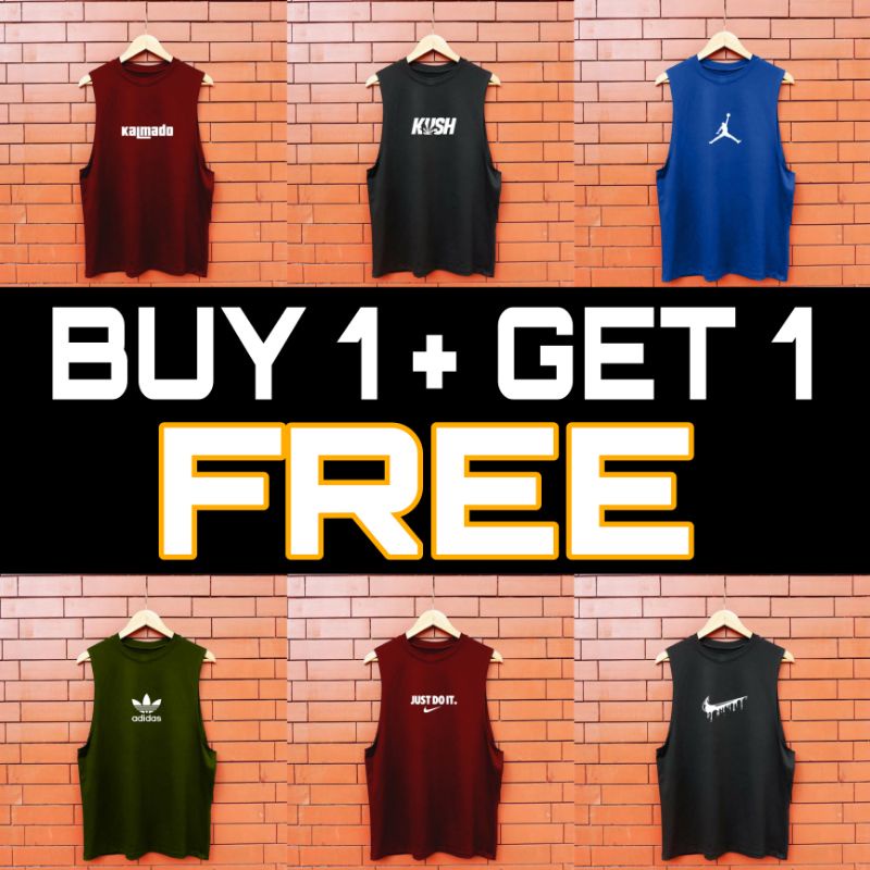 【BUY 1 + GET 1 FREE】Muscle Tee Sando For Men Tank Gym Top Tshirt Men Shirt Sleeveless Oversized Cut