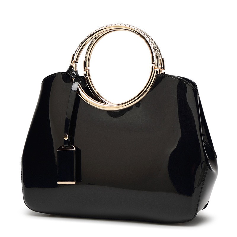 shiny patent handbag