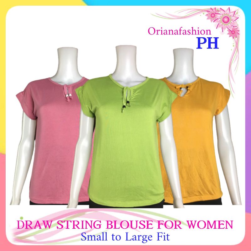 Plain Draw String Blouse for Women Small to Large Fit (Christine