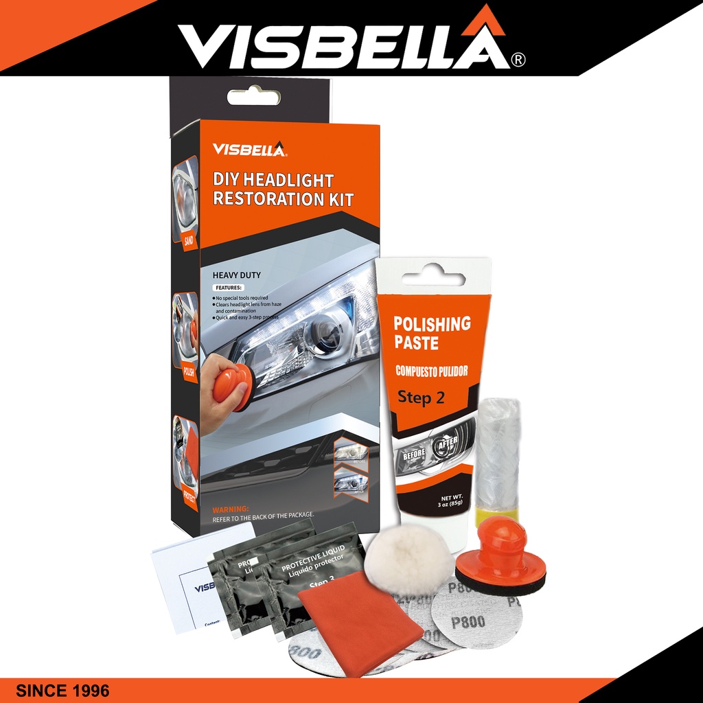 Visbella DIY Headlight Restoration Kit (Manual) Auto Plastic Lens