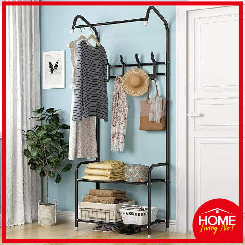 Multi Function Clothes Hanging Coat Shoes Rack Wall Shelves Living Room Removable Metal Clothes Rack Shopee Philippines