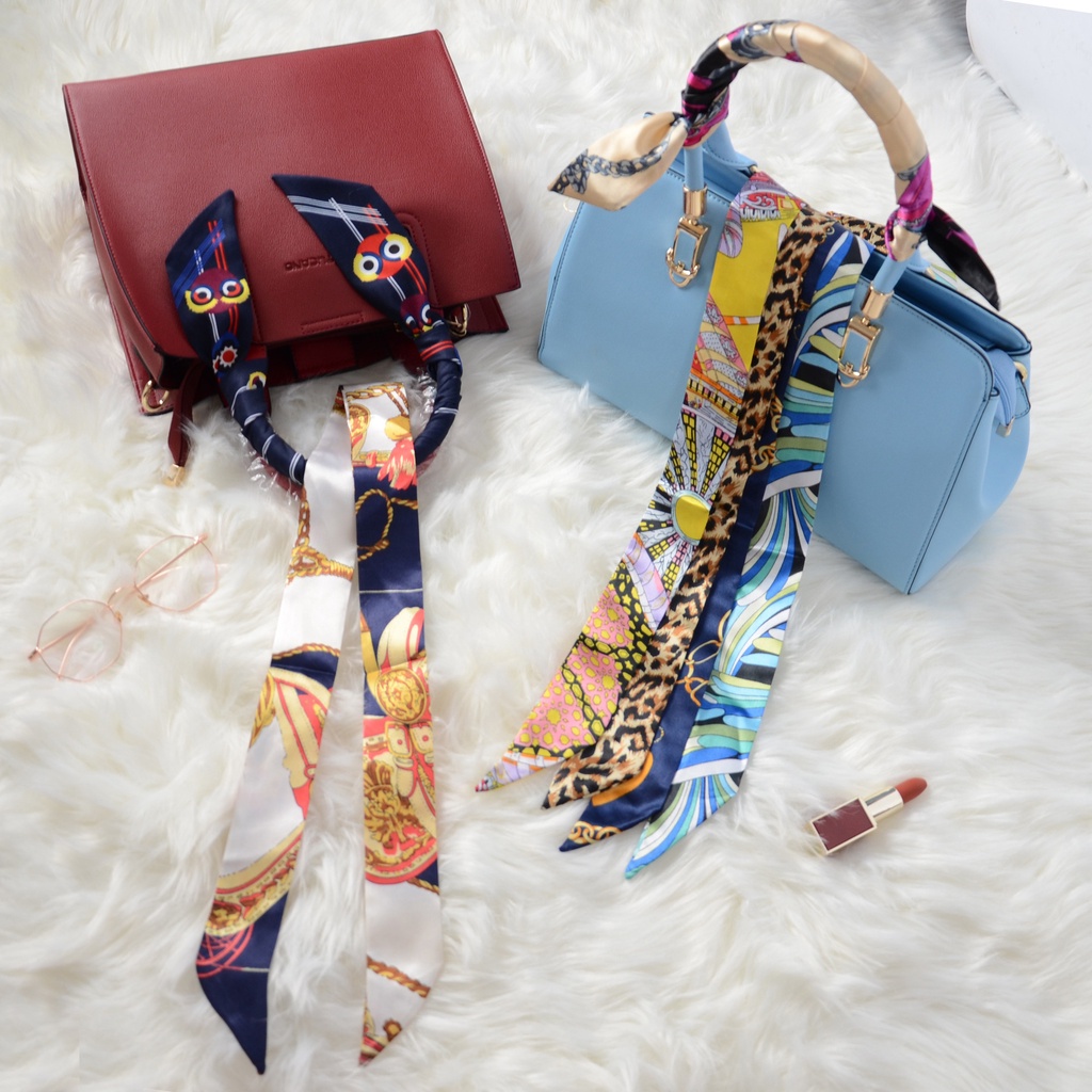 Bag Scarf Twilly Silk Scarf Bag Handle Decoration Fashion Accessories Tie  Hair Band Scarf | Shopee Philippines