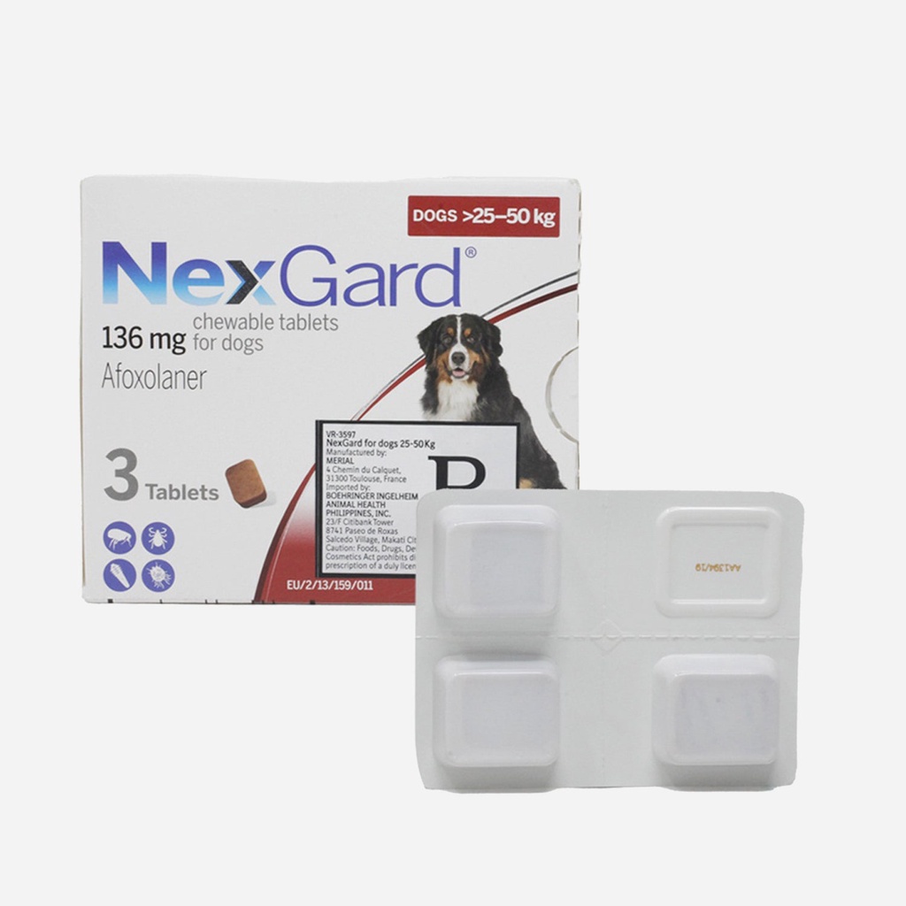 NEXGARD FOR EXTRA LARGE DOGS >2550KG / 60121LBS (3 CHEWABLE TABLETS
