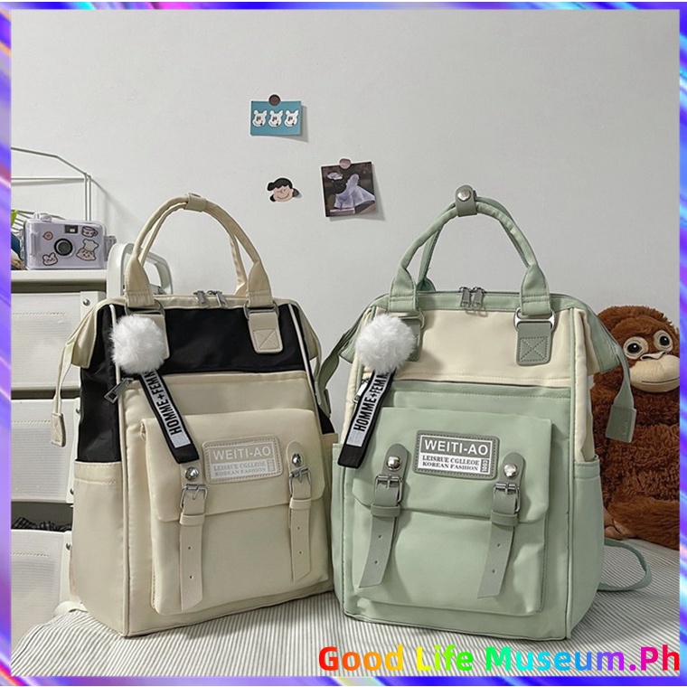 Fashion Women's Backpack Contrast Color Trend Nylon School Bag For Girls Soft Handle Student bag