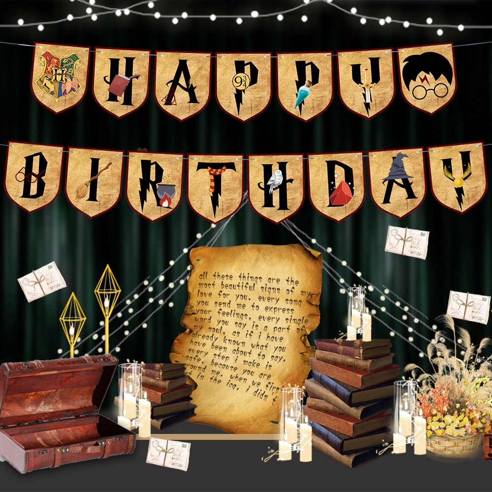 Happy Birthday Banner Harry Potter Harry Potter Theme Party Decoraiton Kids Baby Happy Birthday Banner |  Shopee Philippines