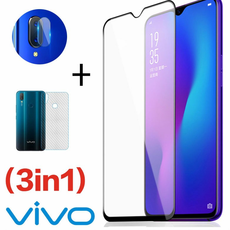 (3in1)VIVO Y20 Y11 (2019) Y19 V17PROscreen tempered glass film + camera