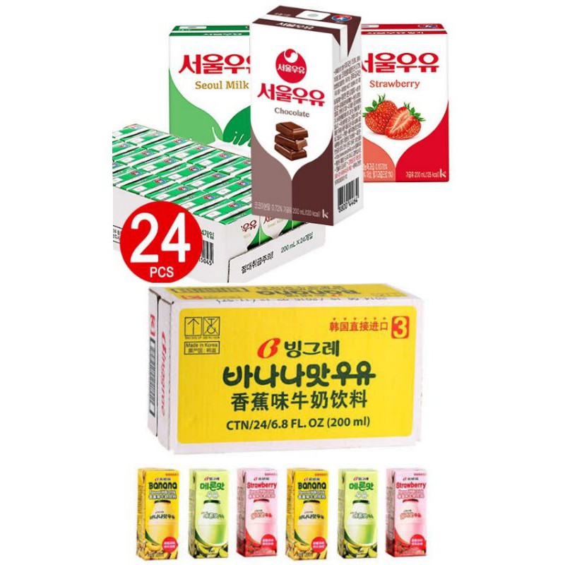 Seoul Milk & Binggrae Korean Milk Drink (24pcs) (Choose Flavor) Shopee Philippines