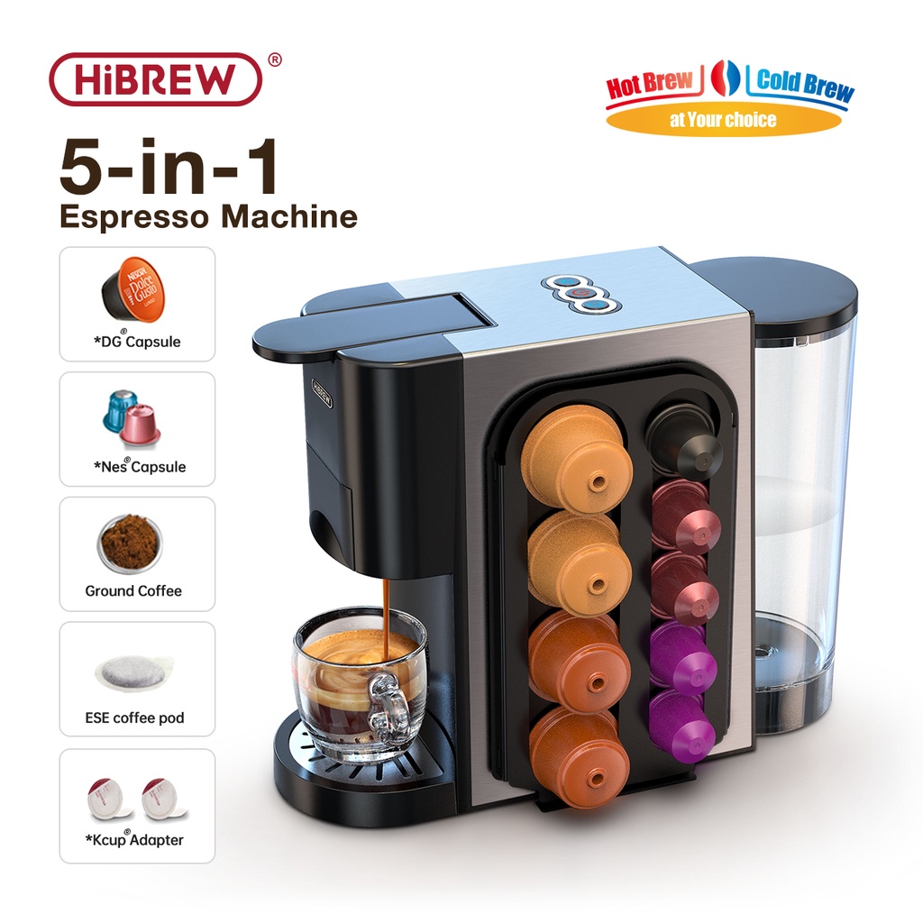 HiBREW 5 in 1 Multiple Espresso Coffee Machine Espresso Maker For Dolce