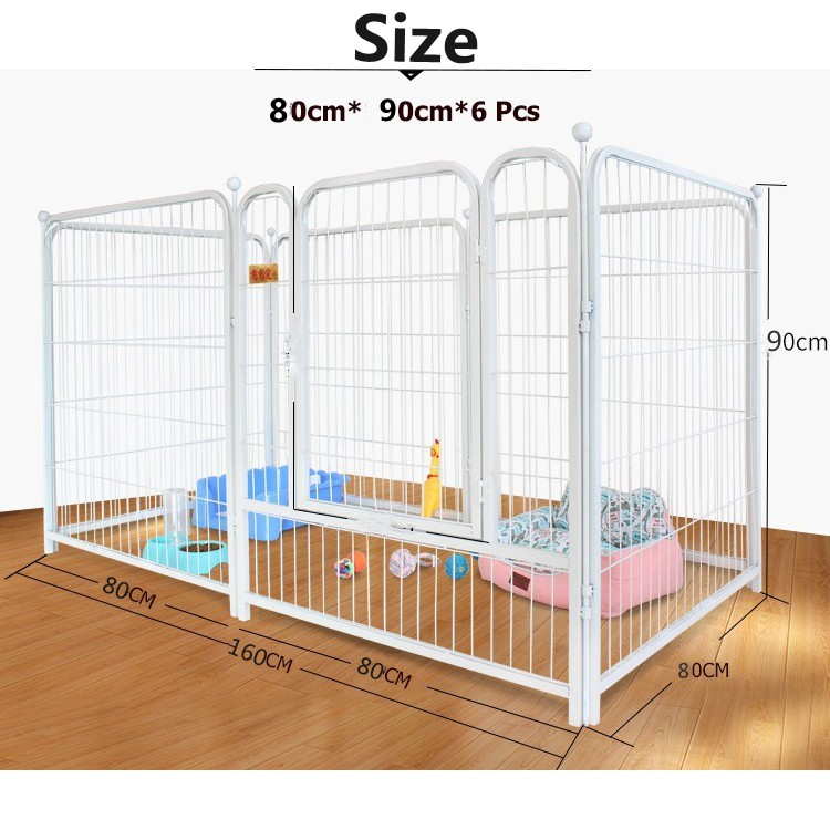 Adjustable Dog playpen, dog fence, Dog cage (80*90cm/pcs×6)(White), expandable dog fence, kennel #7