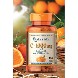 Puritans Pride Vitamin C-1000 mg with Bioflavonoids & Rose Hips (100 caplets )