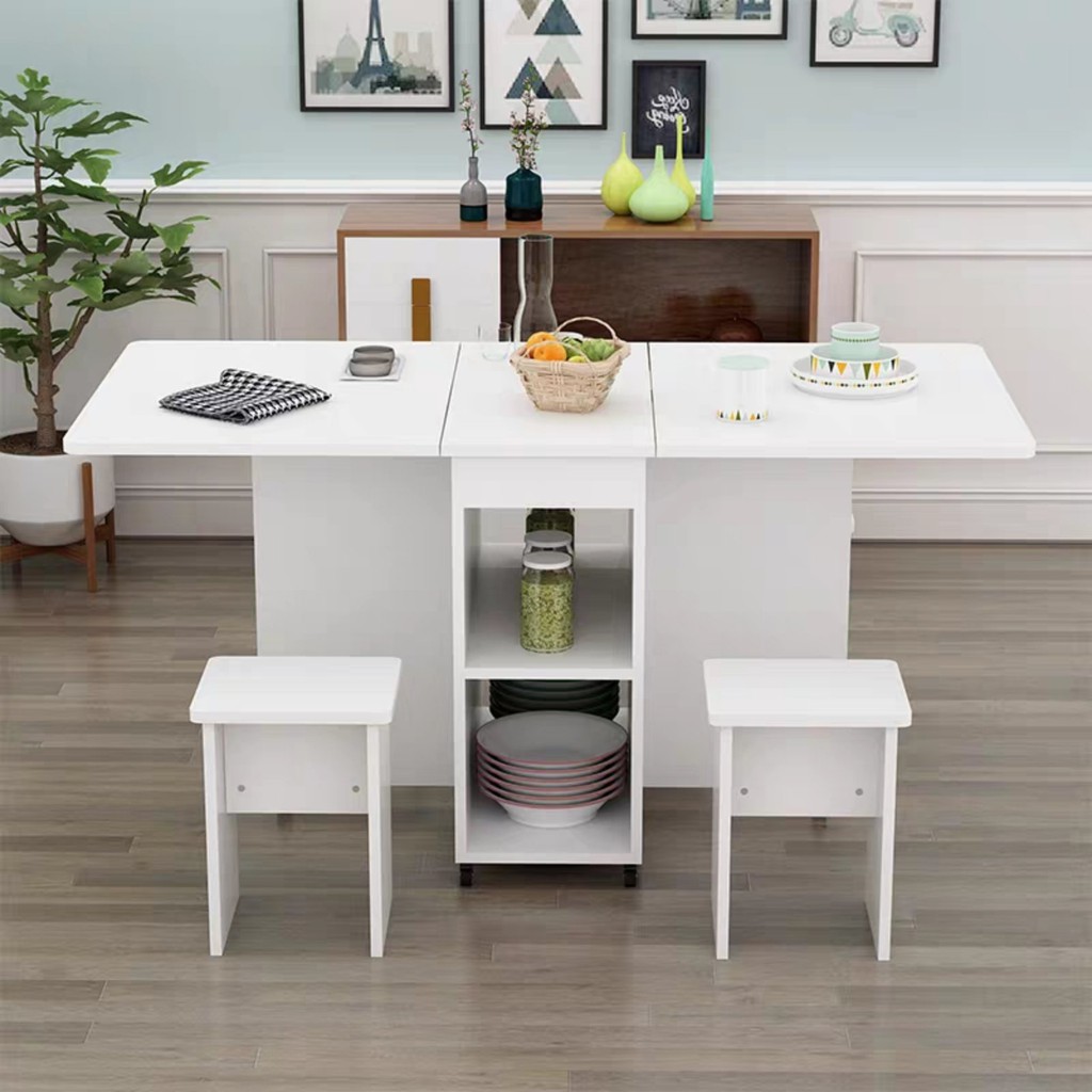 QUBIX Expandable Foldable Dining Table with 4 Chairs QUBIX Expandable Foldable Dining Table with 4 Chairs
