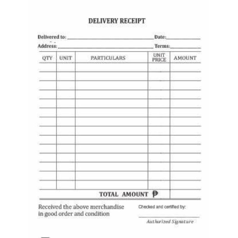 3 pads delivery receipt, order slip, sold to form receipt | BeeCost