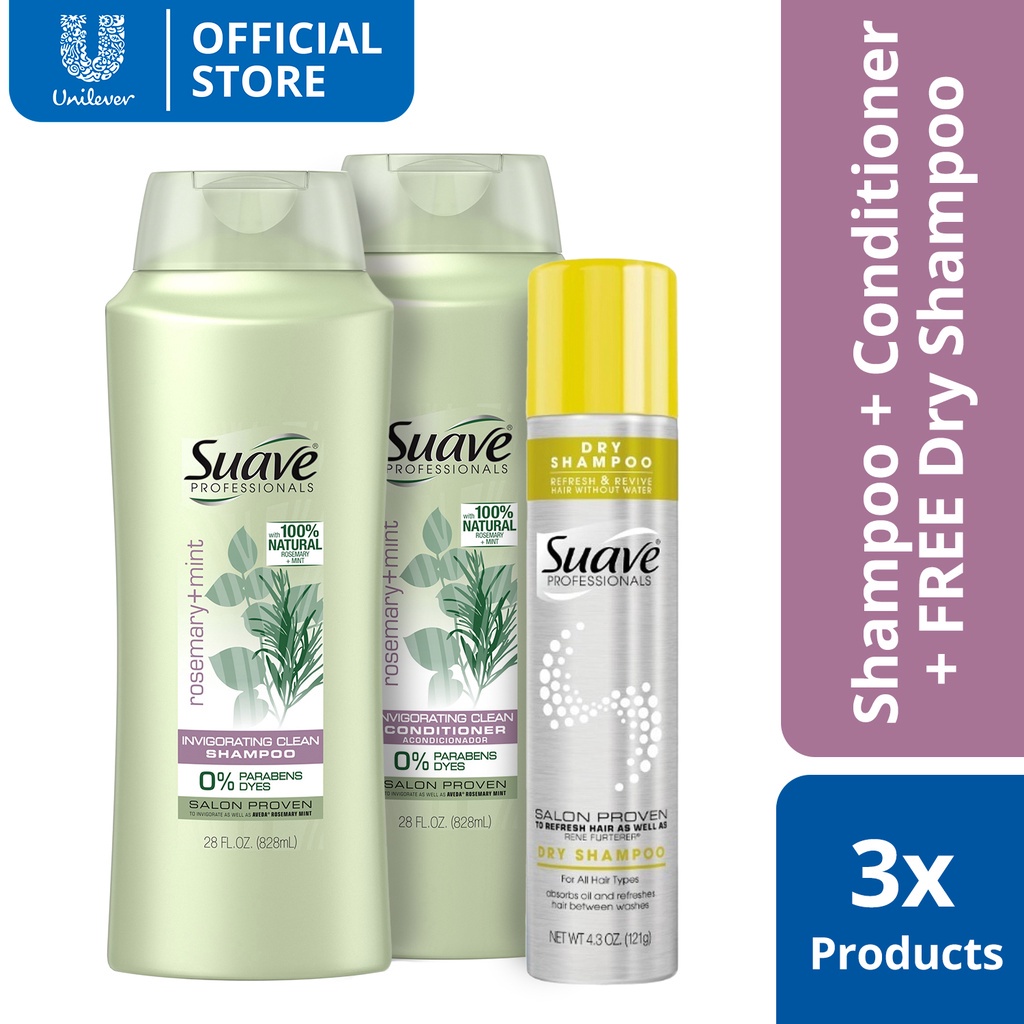 Suave Rosemary + Mint Invigorating Clean Shampoo & Conditioner 28OZ