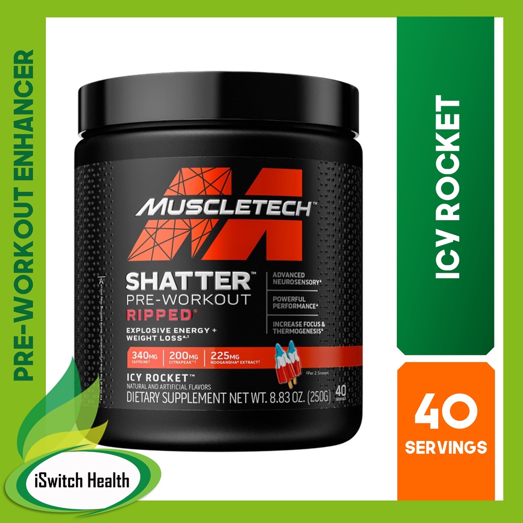 MuscleTech Shatter PreWorkout Ripped 40 Servings Icy Rocket Shopee