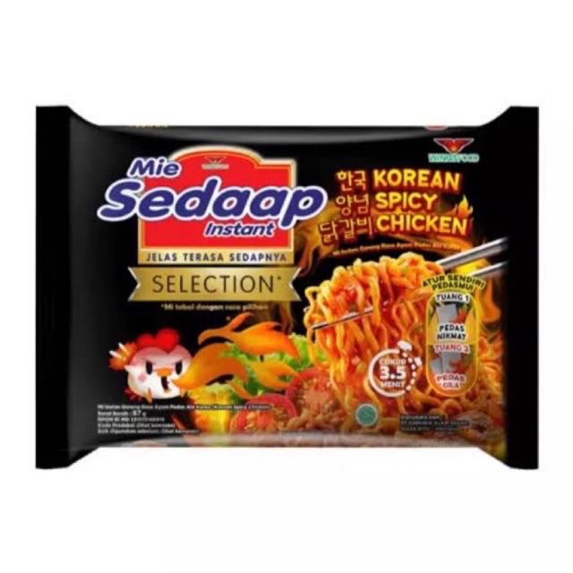 Piece Black Mi Sedaap Korean Spicy Chicken Instant Noodles 87g