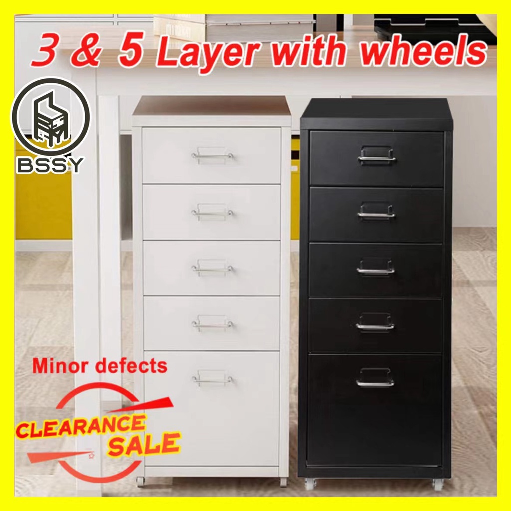3/5/6 Layer Metal File Drawer Unit Mobile Pedestal Drawer with