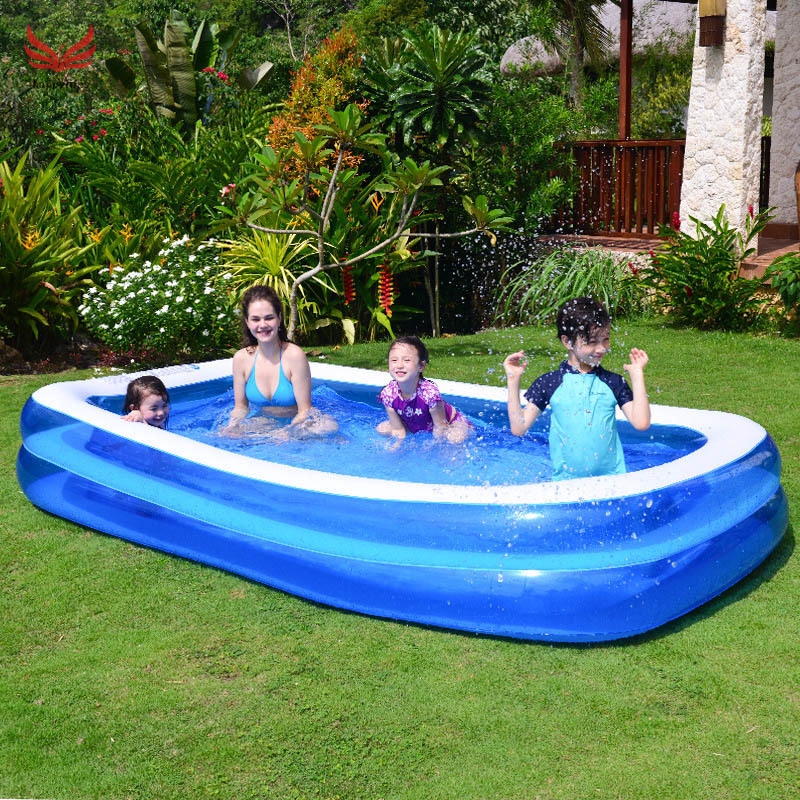 Ydingzui Summer Easy to use Foldable Rectangular Inflatable Childrens Family Leisure Multi-Layer Bathtub Oversized Swimming Pool Flower 388 196 60cm 