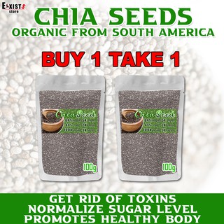 Organic Chia Seeds 100g ( BUY 1 TAKE 1 ) Weight Loss, Keto Diet, Body Detox, Super Food, Low Carb