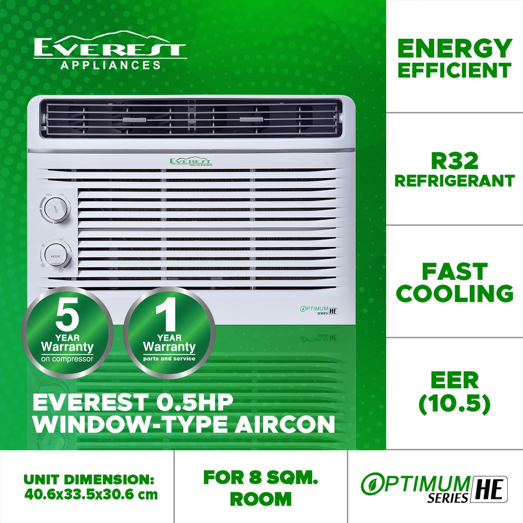 EVEREST AIRCON WINDOW TYPE 0.5 HP - ETM05WDR3-HF | Shopee Philippines