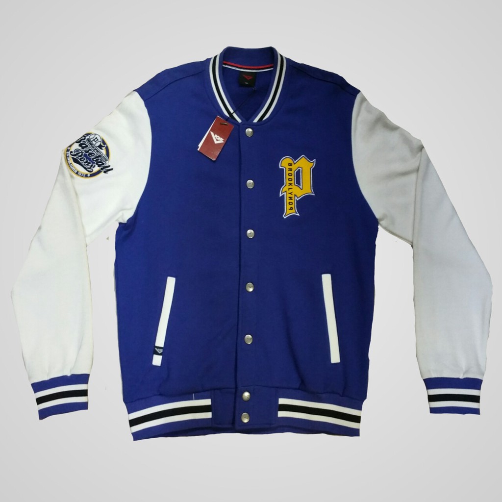 Pony Brooklyn Baseball Jacket Embroidered P Initial On Left Chest 