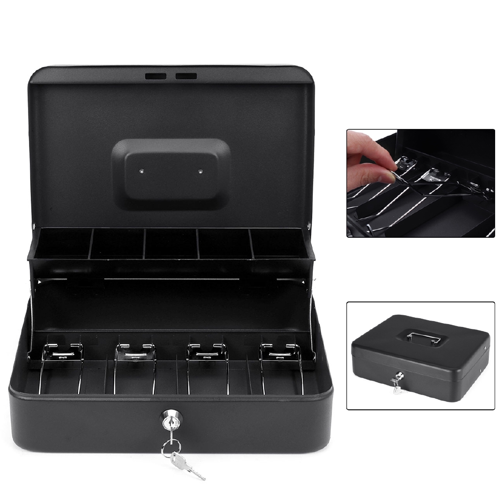 4 Bill 5 Coin Cash Register Drawer Tiered Tray Storage Safe