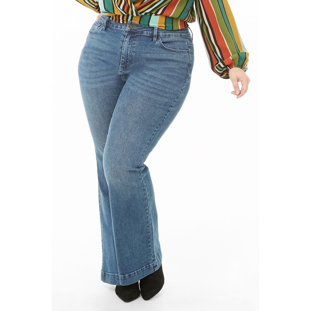 plus size high waisted flare jeans