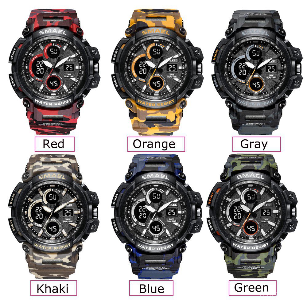 【ins】【Lowest price】Ready Stock SMAEL 1708MC Men Digital Sport Watch Army Waterproof Watches