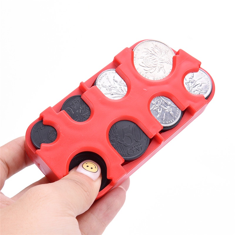 Mini Euro Coin Dispenser Plastic Wallet Organizer Holder For Bus Taxi