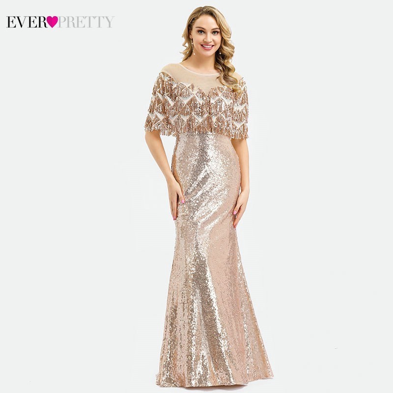rose gold gown with sleeves