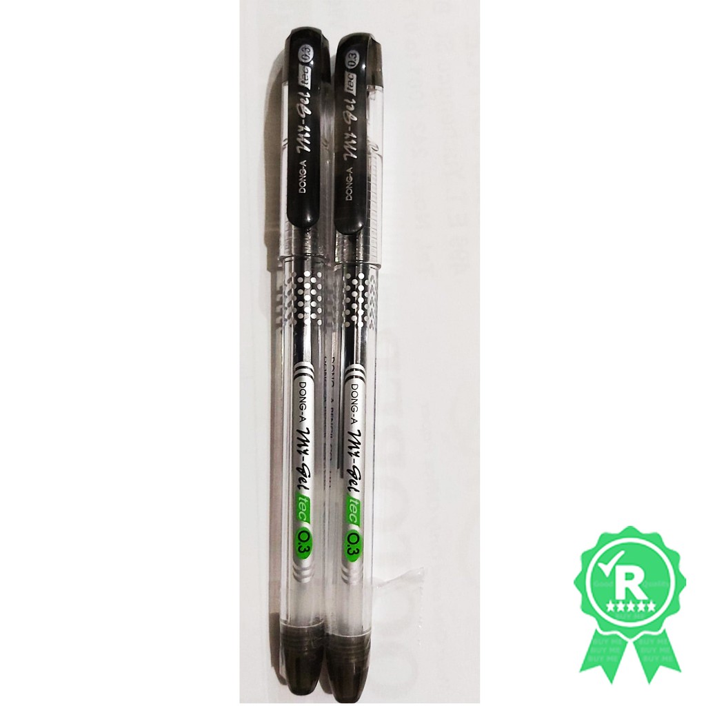 Pack of 12 Retractable DONG-A Fine-Tech RT Gel Ink Roller Pens 0.3 mm Black 