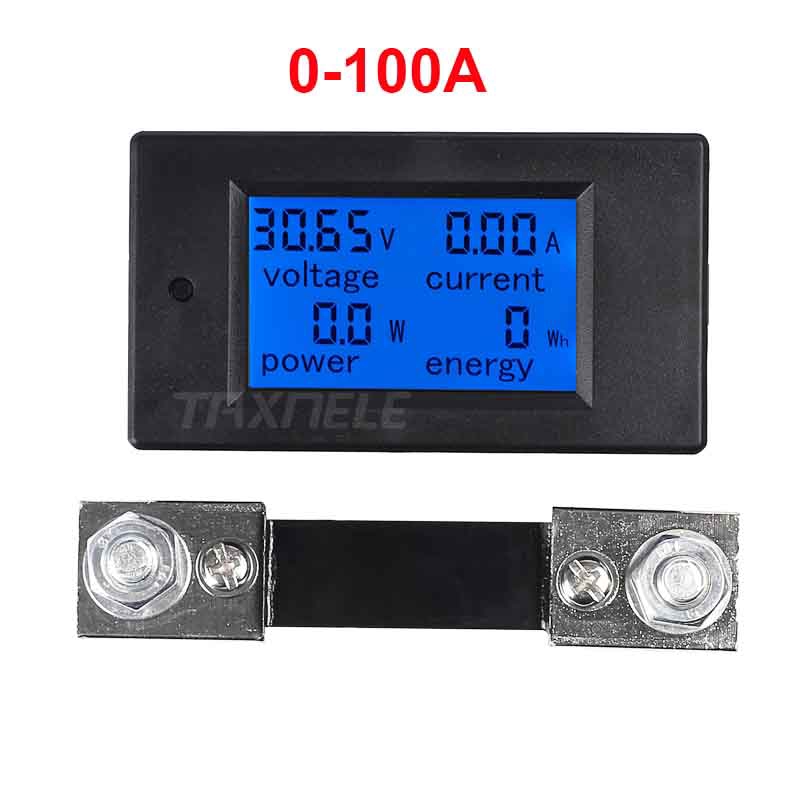 DC0-200V 10/50/100A LED Voltage Current Temperature Digital Meter Built-in Shunt