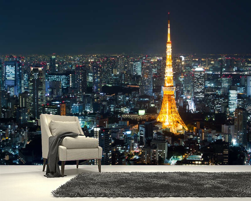 Tokyo Night View City Building 3d Wallpaper Living Room Tv Wall Bedroom Wall Papers Home Decor Ktv Bar Mural Shopee Philippines