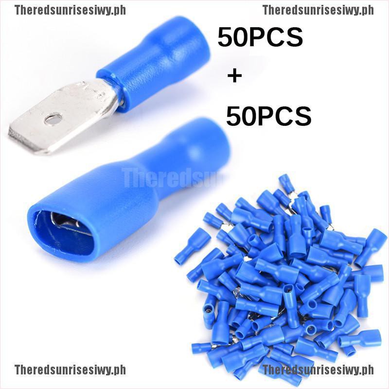 100x 2.8mm Crimp Terminals Female Spade Connectors 22-16AWG wire Insulating *yr