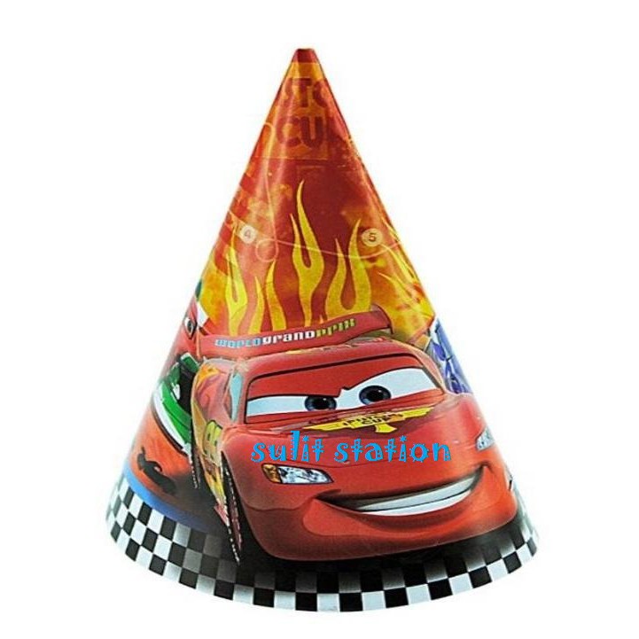 10pcs PIXAR CARS LIGHTNING MCQUEEN THEMED BIRTHDAY PARTY HATS FAVOR