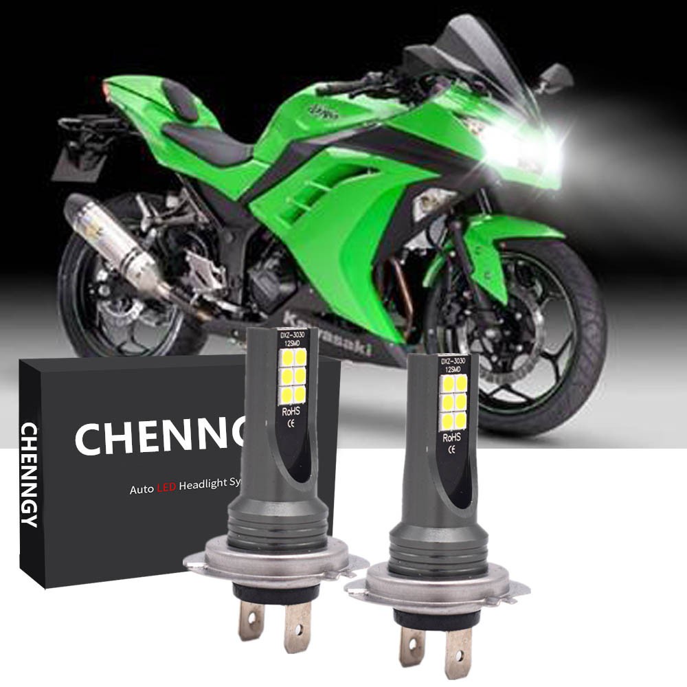 2x H7 LED Xenon White 6000K Bulbs Headlight For Kawasaki Ninja 300 650